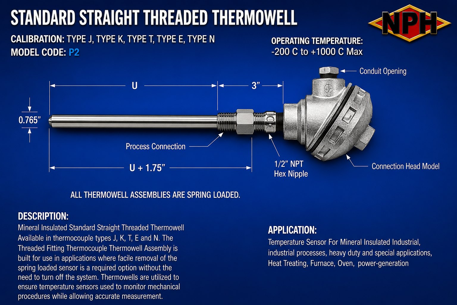 NPH Standard Straight Threaded Thermowell-P2